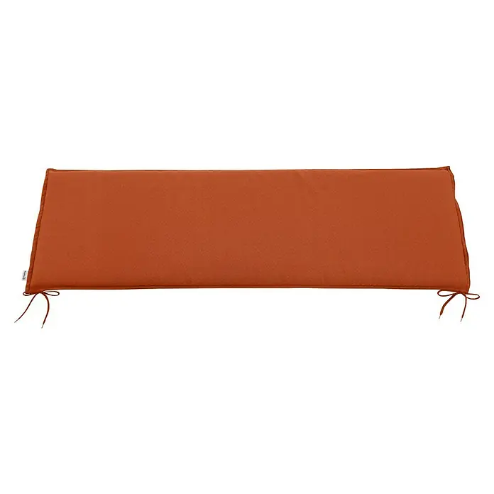 Doppler Bankauflage Life - 4er-Sitzbank, L x B x H: 180 x 45 x 4 cm, Polyester, Orange - Rostfarbenes, rechteckiges Sitzkissen mit Stofftextur und Bindebändern an den unteren Ecken.
