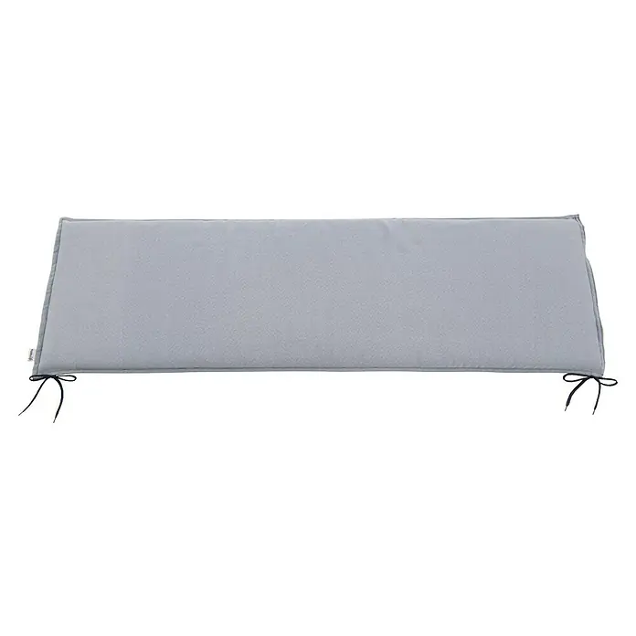 Doppler Bankauflage Life - 4er-Sitzbank, L x B x H: 180 x 45 x 4 cm, Polyester, Hellgrau - Hellgraues Stoffkissen mit dunklen Bindebändern an beiden Enden.