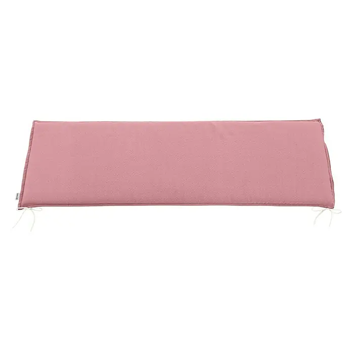 Doppler Bankauflage Life - 4er-Sitzbank, L x B x H: 180 x 45 x 4 cm, Polyester, Himbeer - Rechteckiges rosa Stoffkissen mit weißen Bindebändern.
