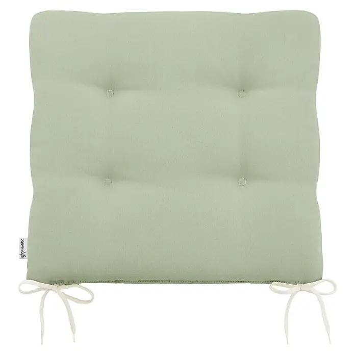 Doppler Sitzkissen Life - L x B x H: 45 x 45 x 4 cm, Kunststoff, Mint - Salbeigrünes, getuftetes Sitzkissen mit weißen Bindebändern.