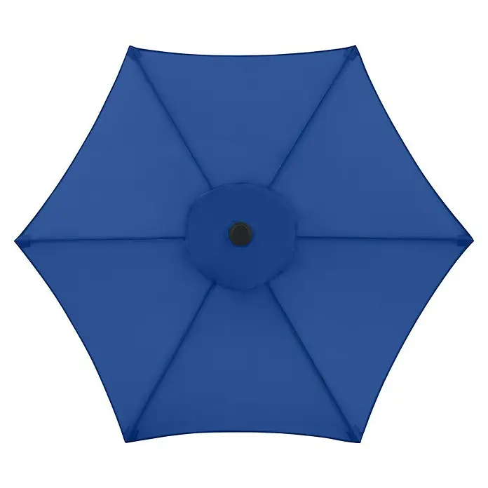 Doppler Balkonschirm rund Life Lift - Pacific Blue, Durchmesser Bespannung: 180 cm - Blauer sechseckiger Sonnenschirm, Draufsicht.