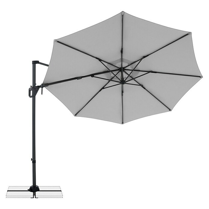 Doppler Ampelschirm rund Life 310 Side (Hellgrau, Durchmesser Bespannung: 310 cm) | BAUHAUS