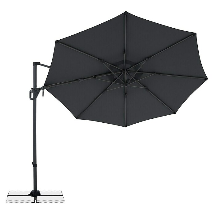 Doppler Ampelschirm rund Life 310 Side (Anthrazit, Durchmesser Bespannung: 310 cm) | BAUHAUS