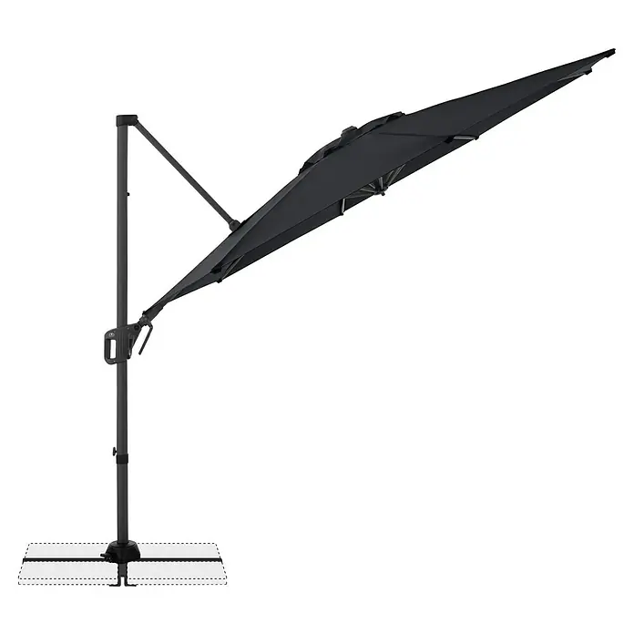 Doppler Ampelschirm rund Life - Anthrazit, Durchmesser Bespannung: 310 cm - Schwarzer Ampelschirm mit Ständer.