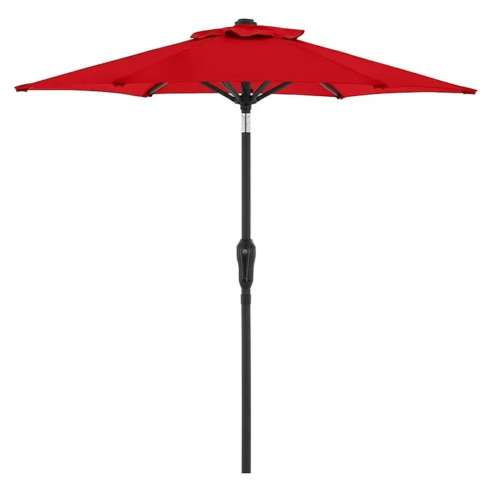 Doppler Balkonschirm rund Life Lift - Chili, Durchmesser Bespannung: 180 cm - Offener, aufrechter roter Sonnenschirm.