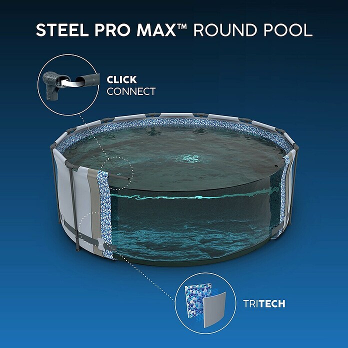 Bestway Montažni bazen Steel Pro Max  (Ø x V: 4,57 x 122 cm, Siva, 16.015 l) | Bazeni z okvirjem | Montažni bazeni | Vrtni bazeni | Bazeni | Vrt in prosti čas | Izdelki | BAUHAUS