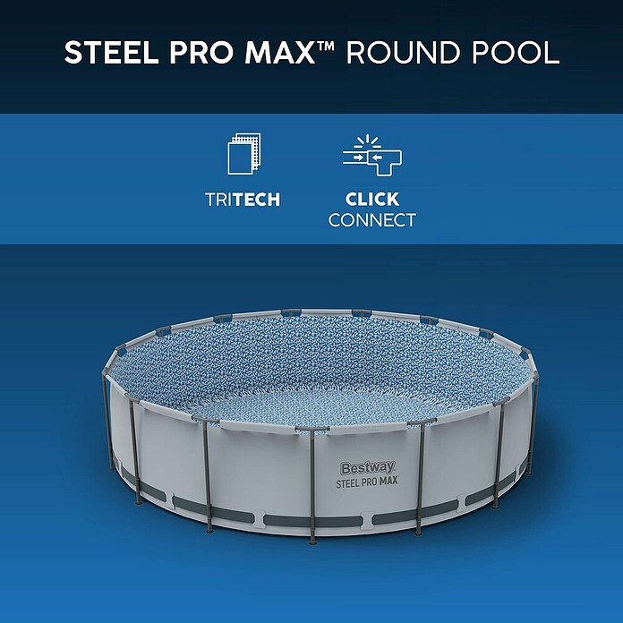 Bestway Montažni bazen Steel Pro Max  (Ø x V: 4,57 x 122 cm, Siva, 16.015 l) | Bazeni z okvirjem | Montažni bazeni | Vrtni bazeni | Bazeni | Vrt in prosti čas | Izdelki | BAUHAUS