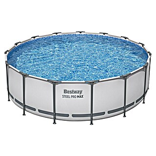 Bestway Bazen sa čeličnim okvirom Steel Pro Max (Ø x V: 4,57 x 122 cm, Siva, 16.015 l)