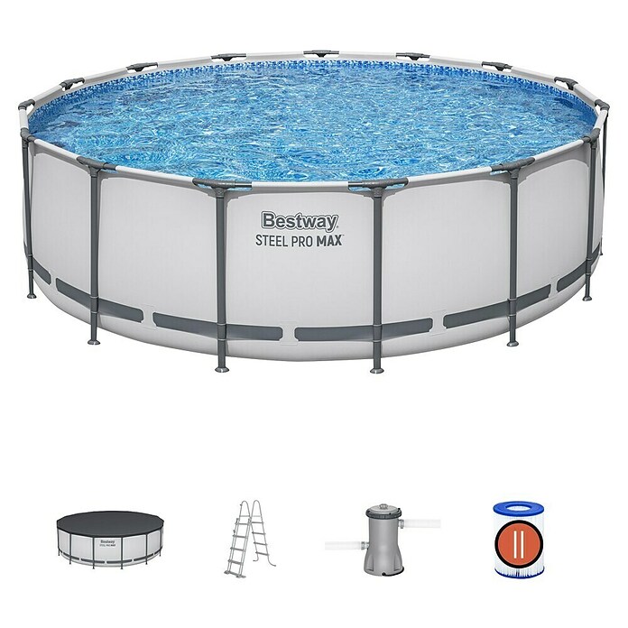 Bestway Montažni bazen Steel Pro Max  (Ø x V: 4,57 x 122 cm, Siva, 16.015 l) | Bazeni z okvirjem | Montažni bazeni | Vrtni bazeni | Bazeni | Vrt in prosti čas | Izdelki | BAUHAUS