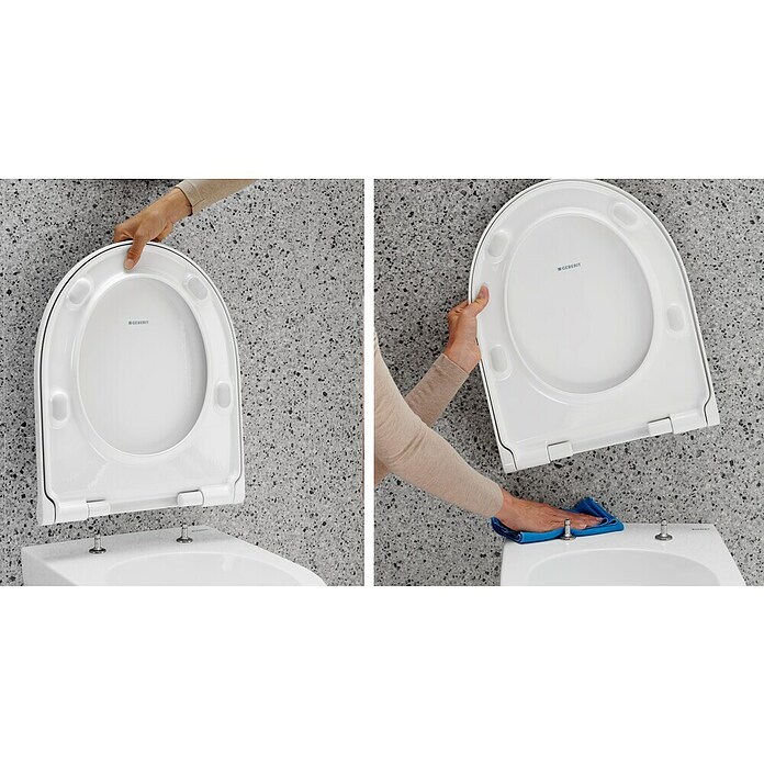 Geberit Renova Nr. 1 Spülrandloses Wand-WC-Set (Mit WC-Sitz, Tiefspüler, Weiß)