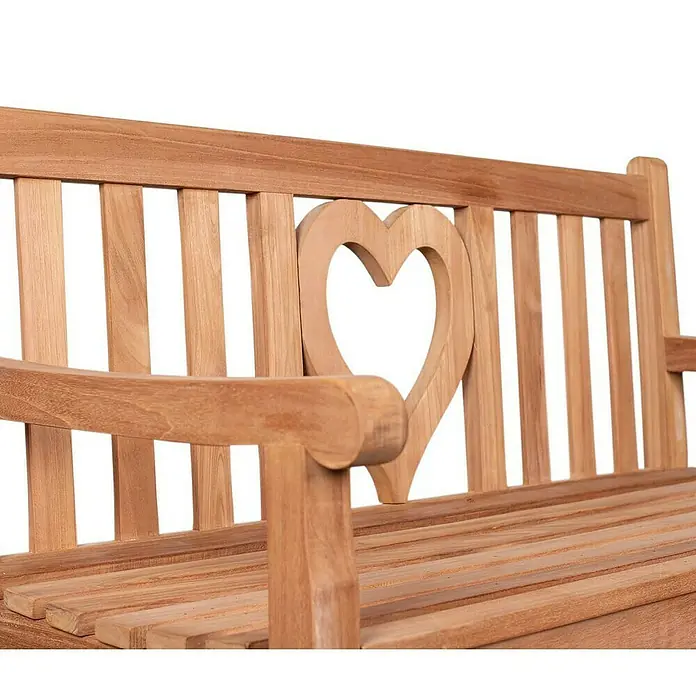 Bene Living Gartenbank Herz - B x T x H: 120 x 60 x 94 cm, Teakholz, Natur