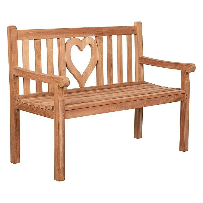 Bene Living Gartenbank Herz - B x T x H: 120 x 60 x 94 cm, Teakholz, Natur