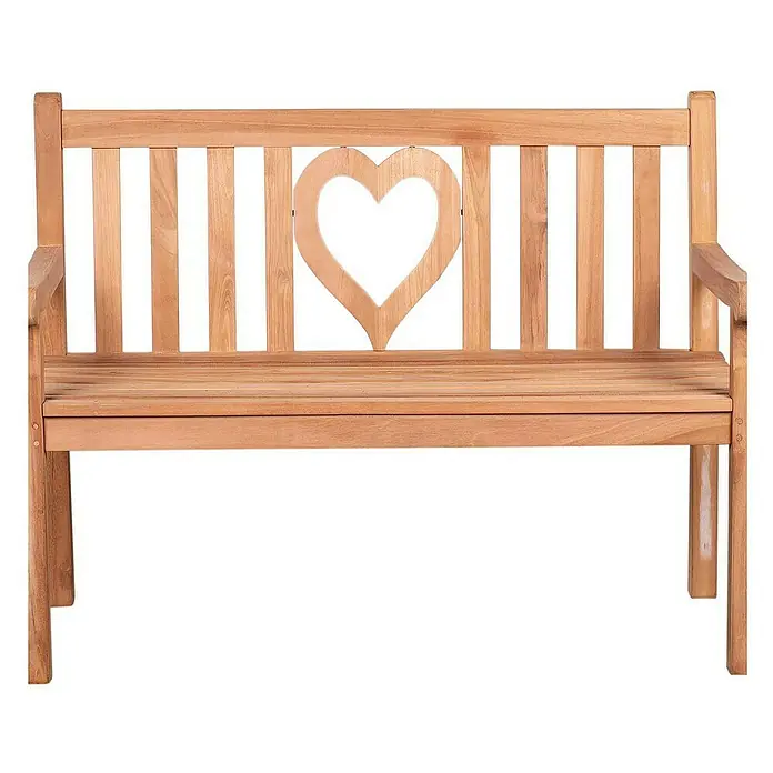 Bene Living Gartenbank Herz - B x T x H: 120 x 60 x 94 cm, Teakholz, Natur