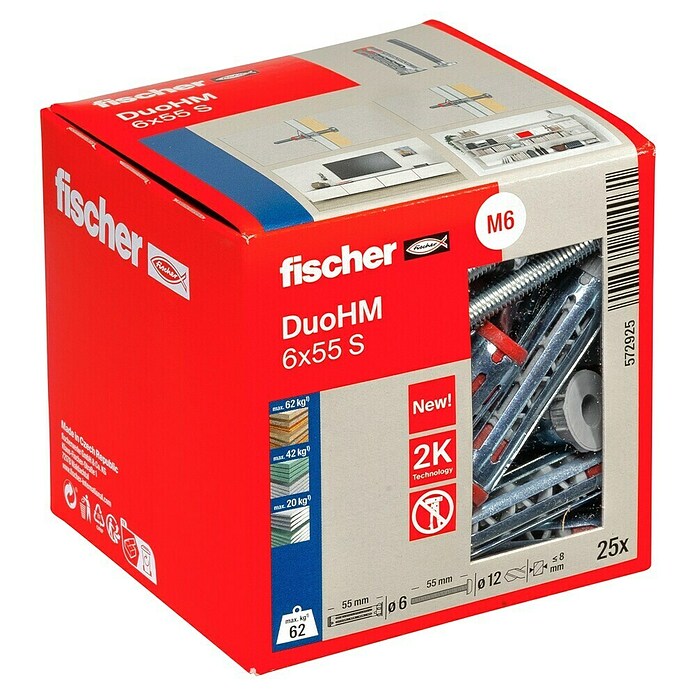Fischer Vložek za vdolbine DuoHM  (Ø x Do: 12 x 55 mm, Najlon, 25 kos, M 6) | 1060 - Dübel | AADD - Dübel | AAD - Kleineisenwaren | AA - Eisenwaren | A - Eisenwaren | BAUHAUS