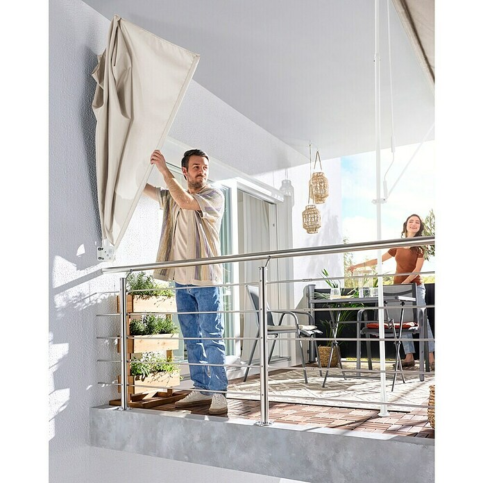 Sunfun Balkonfächer (Beige, 1,4 x 1,4 m)
