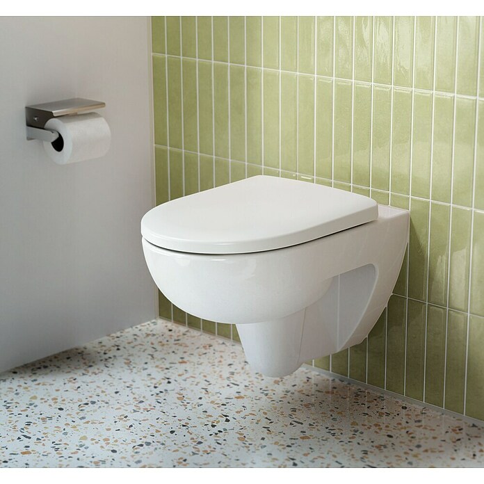 Geberit Renova Nr. 1 Spülrandloses Wand-WC-Set (Mit WC-Sitz, Tiefspüler, Weiß)