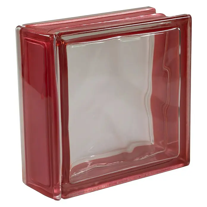Fuchs Design Glasbausteinprofil - Rubin, 18 x 8 cm, Glas - Roter Glasbaustein für dekorative Zwecke. Der Glasbaustein ist quadratisch und hat eine klare Mitte.
