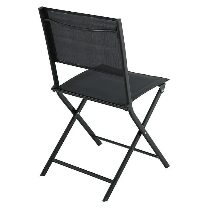 Sunfun Silla de jardín Lea - An x Pr x Al: 46 x 52 x 81 cm, Negro, Acero/Textiline - Silla plegable negra con estructura metálica y asiento y respaldo de malla, ideal para exteriores.