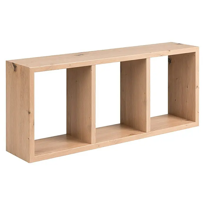 Format Wandregal Triade - L x B x H: 70 x 15 x 30 cm, Artisan Eiche - Helles Holz, horizontales Regal mit drei offenen Fächern.
