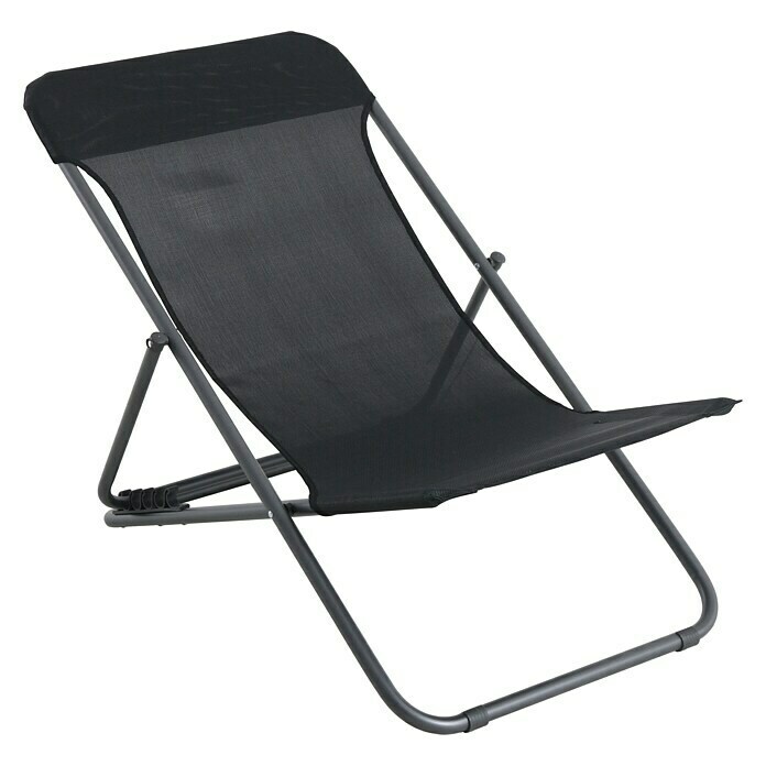 Sunfun Garten-Liegestuhl (Breite: 60 cm, Textilen, Schwarz)