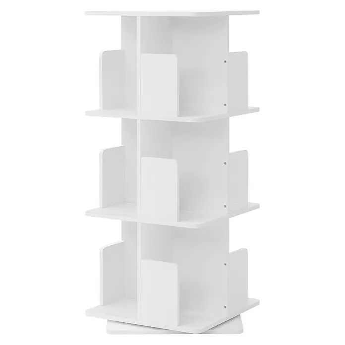 ML-Design Holzregal Spielzeugregal drehbar 360 Grad Regal Standregal freistehend Drehregal - Anzahl Böden: 3 Stk., Weiß
