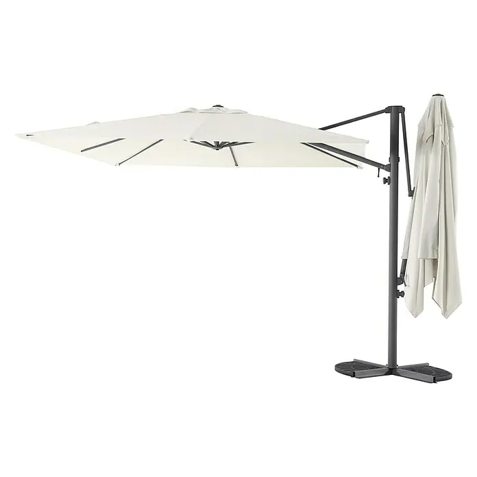 Sunfun Parasol de jardín Doble Ligurien - Crudo, Diámetro de cobertura: 290 cm - Esta elegante sombrilla voladiza proporciona sombra. Ideal para jardín, terraza o balcón.
