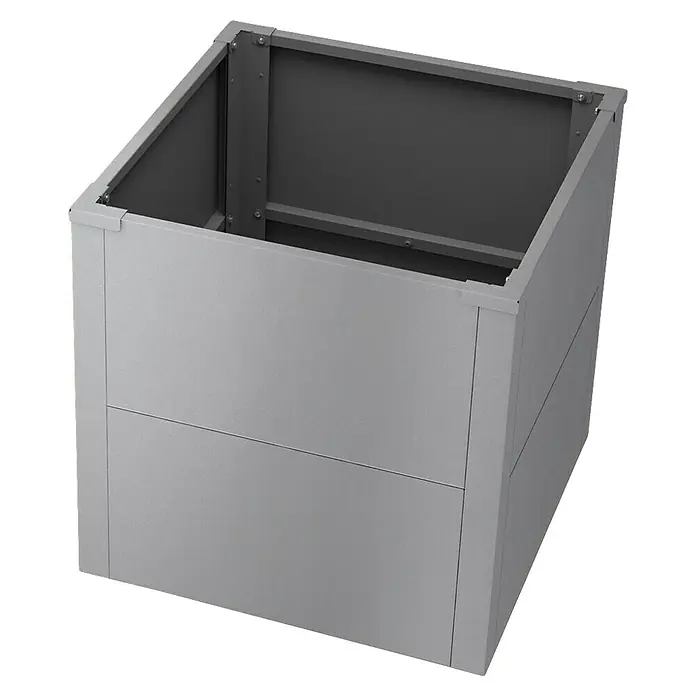 Metzler Hochbeet - 50 x 50 x 50 cm, Stahl, Grau - Stabiler grauer Metallkasten mit offener Oberseite, mit Plattenkonstruktion und internem Rahmen.