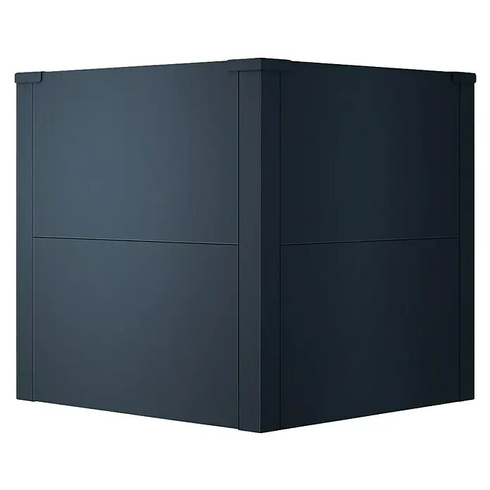 Metzler Hochbeet - 50 x 50 x 50 cm, Stahl, Anthrazit - Dunkelblauer modularer Außenlagerwürfel mit Paneeldetails und verstärkten Ecken.