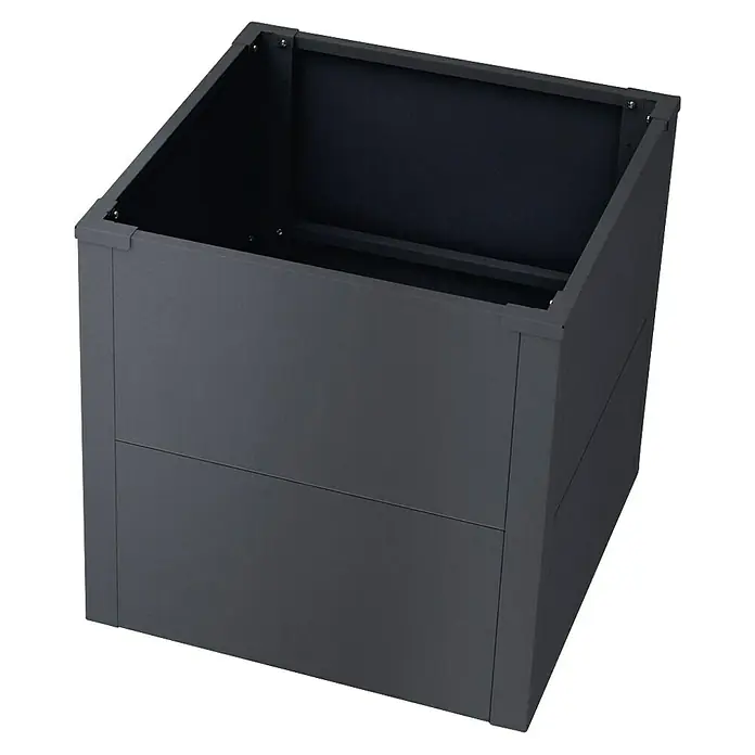 Metzler Hochbeet - 50 x 50 x 50 cm, Stahl, Eisenglimmer - Dunkelgrauer Metall-Pflanzkasten, oben offen mit internem Stützrahmen.