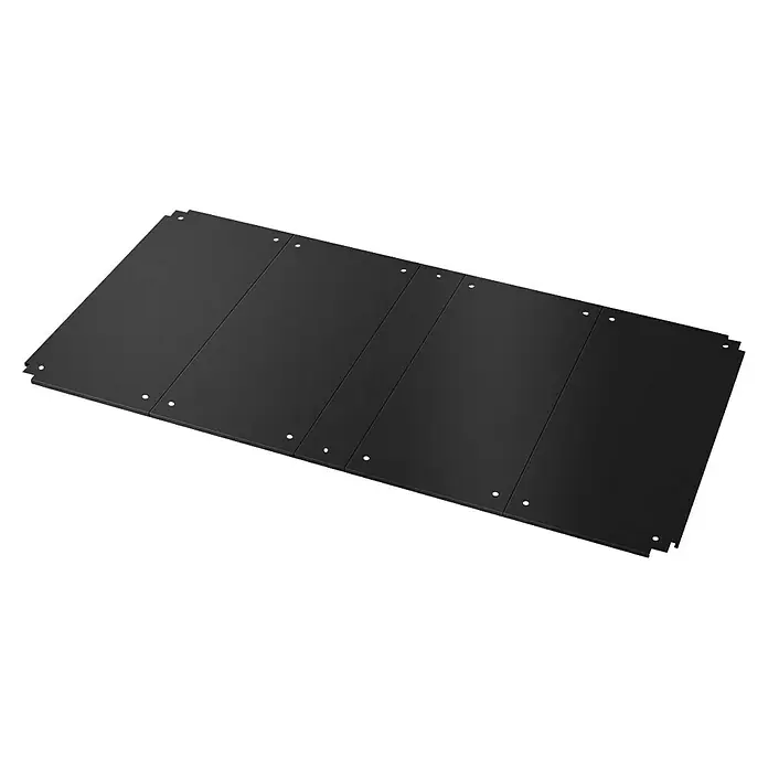 Metzler Zwischenboden - Passend für: Metzler Hochbeete (206 x 75 x 77 cm) - Schwarze modulare Metallplatten mit kleinen Befestigungen, ideal für Gerätegehäuse.