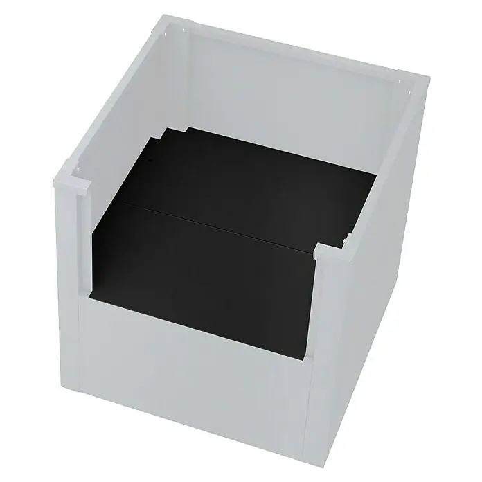 Metzler Zwischenboden - Passend für: Metzler Hochbeete (50 x 50 x 50 cm) - Weißer offener Aufbewahrungskasten mit schwarzem Boden.
