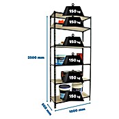 Simonrack Maderclick Estantería metálica Plus (Al x An x Pr: 250 x 100 x 50 cm, Capacidad de carga por balda: 150 kg, Número de baldas: 6 ud., Inserción, Antracita) | BAUHAUS