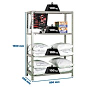 Simonrack Simonclassic Estantería metálica Comfort Mini (Al x An x Pr: 150 x 80 x 40 cm, Capacidad de carga por balda: 100 kg, Número de baldas: 4 ud., Atornillado, Gris) | BAUHAUS