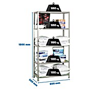 Simonrack Simonclassic Estantería metálica Comfort Mini (Al x An x Pr: 180 x 80 x 50 cm, Capacidad de carga por balda: 100 kg, Número de baldas: 5 ud., Atornillado, Gris) | BAUHAUS