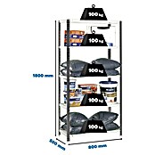 Simonrack Simonclassic Estantería metálica Comfort Mini (Al x An x Pr: 180 x 80 x 50 cm, Capacidad de carga por balda: 100 kg, Número de baldas: 5 ud., Atornillado, Antracita/Blanco) | BAUHAUS