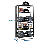 Simonrack Simonclassic Estantería metálica Comfort Plus (Al x An x Pr: 200 x 100 x 50 cm, Capacidad de carga por balda: 100 kg, Número de baldas: 5 ud., Atornillado, Antracita) | BAUHAUS