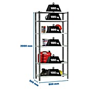 Simonrack Simonclassic Estantería metálica Comfort Mini (Al x An x Pr: 200 x 80 x 50 cm, Capacidad de carga por balda: 100 kg, Número de baldas: 6 ud., Atornillado, Antracita/Blanco) | BAUHAUS