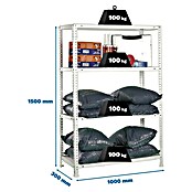 Simonrack Simonclassic Estantería metálica Comfort Plus (Al x An x Pr: 150 x 100 x 30 cm, Capacidad de carga por balda: 100 kg, Número de baldas: 4 ud., Atornillado, Blanco) | BAUHAUS