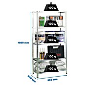Simonrack Simonclassic Estantería metálica Comfort Mini (Al x An x Pr: 180 x 80 x 50 cm, Capacidad de carga por balda: 100 kg, Número de baldas: 5 ud., Atornillado, Galvanizado) | BAUHAUS