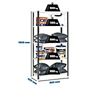 Simonrack Simonclassic Estantería metálica Comfort Mini (Al x An x Pr: 180 x 80 x 40 cm, Capacidad de carga por balda: 100 kg, Número de baldas: 5 ud., Atornillado, Antracita/Blanco) | BAUHAUS