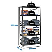 Simonrack Simonclassic Estantería metálica Comfort Plus (Al x An x Pr: 200 x 100 x 40 cm, Capacidad de carga por balda: 100 kg, Número de baldas: 5 ud., Atornillado, Antracita) | BAUHAUS