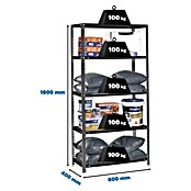 Simonrack Simonclassic Estantería metálica Comfort Mini (Al x An x Pr: 180 x 80 x 40 cm, Capacidad de carga por balda: 100 kg, Número de baldas: 5 ud., Atornillado, Antracita) | BAUHAUS
