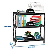 Simonrack Simonclassic Estantería metálica Comfort Plus (Al x An x Pr: 90 x 100 x 50 cm, Capacidad de carga por balda: 100 kg, Número de baldas: 3 ud., Atornillado, Antracita) | BAUHAUS