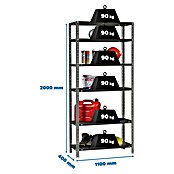 Simonrack Simonclassic Estantería metálica Comfort Superplus (Al x An x Pr: 200 x 110 x 40 cm, Capacidad de carga por balda: 90 kg, Número de baldas: 6 ud., Atornillado, Antracita) | BAUHAUS