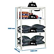 Simonrack Simonclassic Estantería metálica Comfort Superplus (Al x An x Pr: 150 x 110 x 40 cm, Capacidad de carga por balda: 90 kg, Número de baldas: 4 ud., Atornillado, Blanco) | BAUHAUS