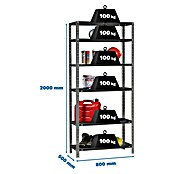 Simonrack Simonclassic Estantería metálica Comfort Mini (Al x An x Pr: 200 x 80 x 50 cm, Capacidad de carga por balda: 100 kg, Número de baldas: 6 ud., Atornillado, Antracita) | BAUHAUS