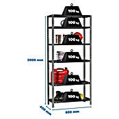 Simonrack Simonclassic Estantería metálica Comfort Mini (Al x An x Pr: 200 x 80 x 40 cm, Capacidad de carga por balda: 100 kg, Número de baldas: 6 ud., Atornillado, Antracita) | BAUHAUS
