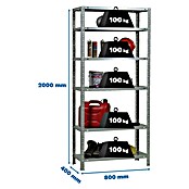 Simonrack Simonclassic Estantería metálica Comfort Mini (Al x An x Pr: 200 x 80 x 40 cm, Capacidad de carga por balda: 100 kg, Número de baldas: 6 ud., Atornillado, Galvanizado) | BAUHAUS