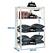 Simonrack Simonclassic Estantería metálica Comfort Mini (Al x An x Pr: 150 x 80 x 30 cm, Capacidad de carga por balda: 100 kg, Número de baldas: 4 ud., Atornillado, Blanco) | BAUHAUS