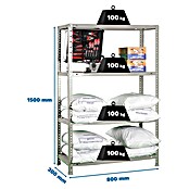 Simonrack Simonclassic Estantería metálica Comfort Mini (Al x An x Pr: 150 x 80 x 30 cm, Capacidad de carga por balda: 100 kg, Número de baldas: 4 ud., Atornillado, Gris) | BAUHAUS